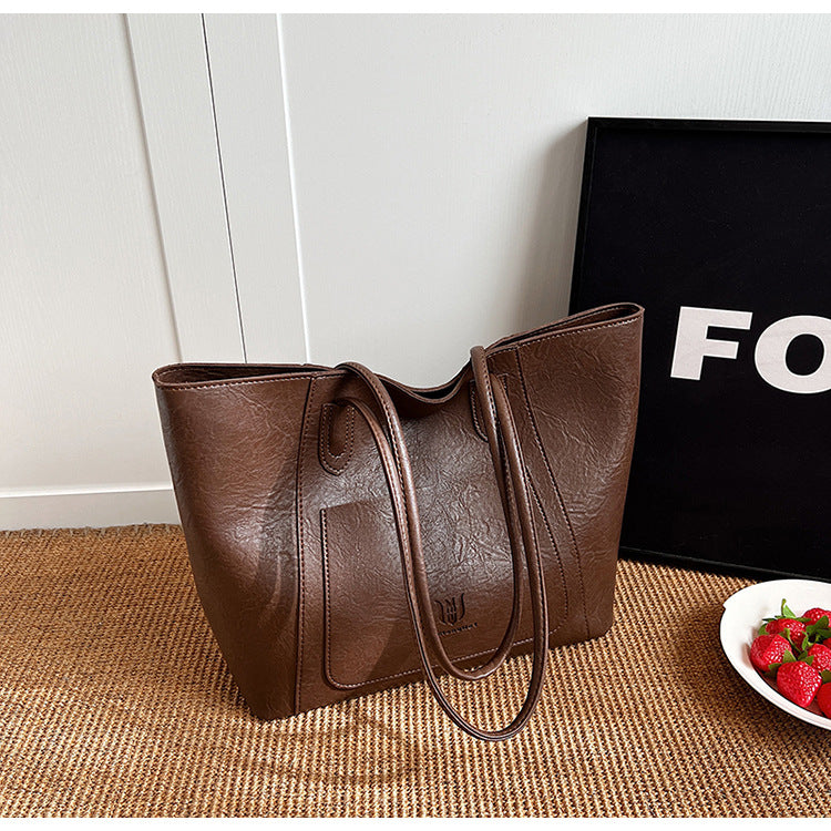 Casual Retro Shoulder Bag Texture Class Commuter Tote