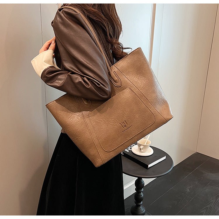 Casual Retro Shoulder Bag Texture Class Commuter Tote