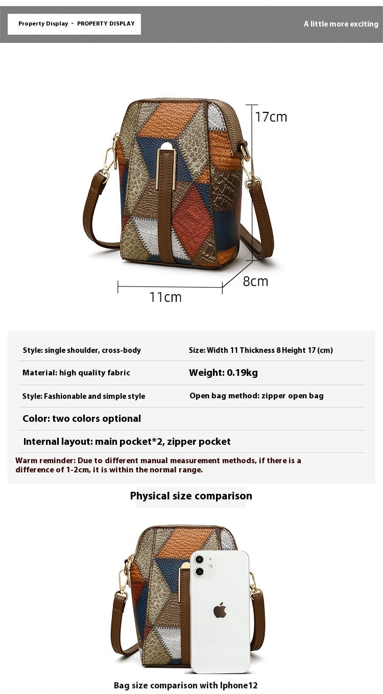 Fashion Soft Leather Stitching Shoulder Bag