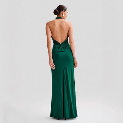Ins Bodycon Halter Dress Sexy Backless Slim Fit Waist Slimming Maxi Dresses Prom Party Club Clothing For Women