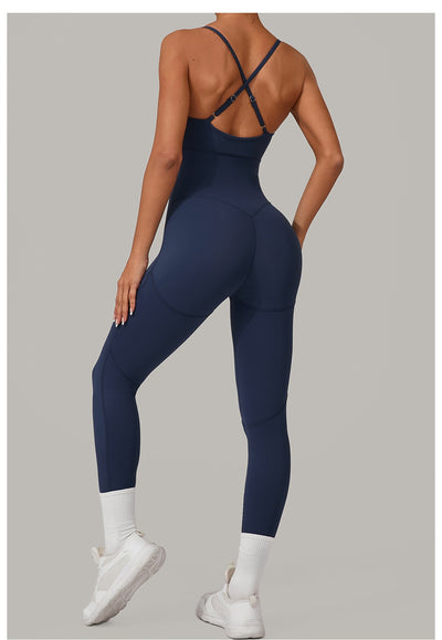 Women's Solid Color Casual Cross Back Summer Jumpsuit