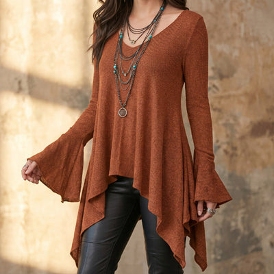 Womens Top With An Irregular Hem And Cuffs