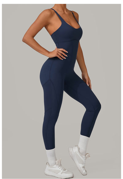 Women's Solid Color Casual Cross Back Summer Jumpsuit