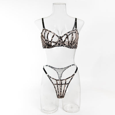 Leopard Print Hollow Sexy Lingerie Set