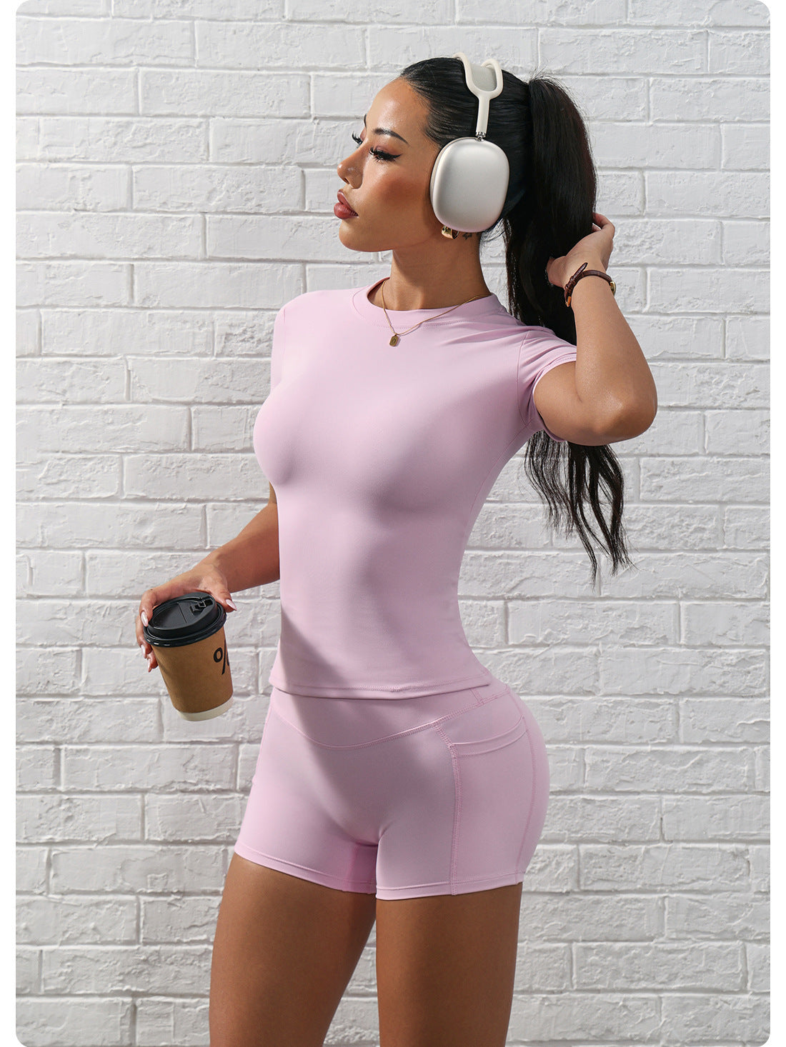 Short Sleeve Shorts Yoga Suit Running Sports Workout Clothes