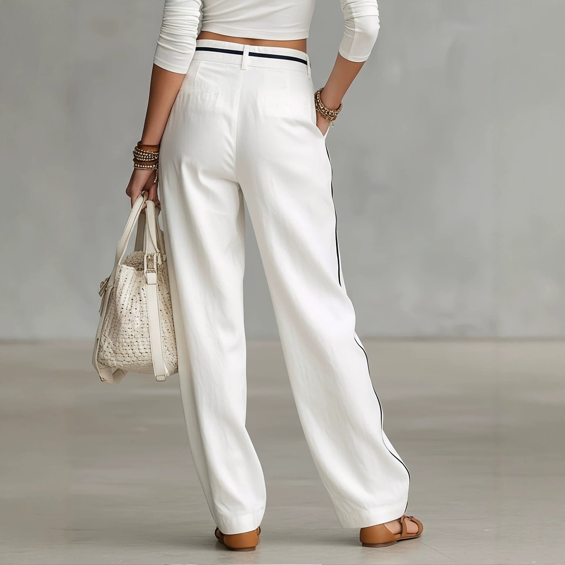 Womens Fashionable Casual Loose-fitting Versatile Trousers