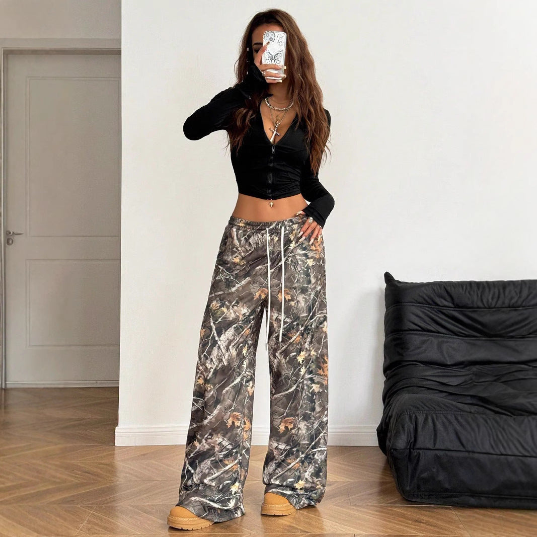 Slimming Casual Pants Hip Hop Retro Street Multi-pocket Camouflage Cargo Pants For Women Y2k Hip-hop Cargo Grunge Baggy Trousers