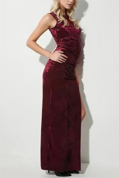 Womens Velvet Evening Gown Long Dress