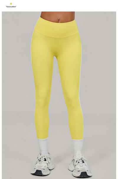 European And American-style High-waisted Yoga Pants With Invisible Pleats
