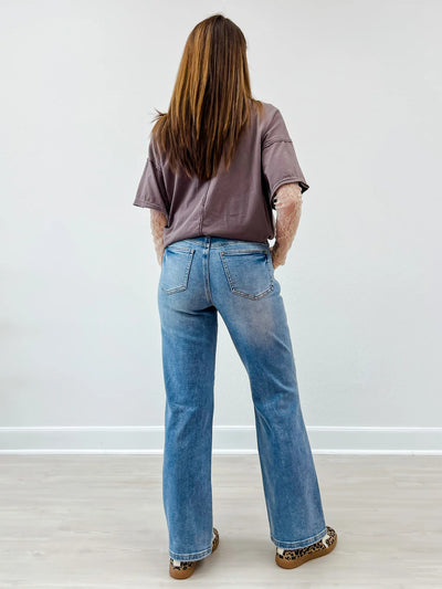Ripped Jeans Slim-fitting Mid-waist Straight-leg Pants Distressed