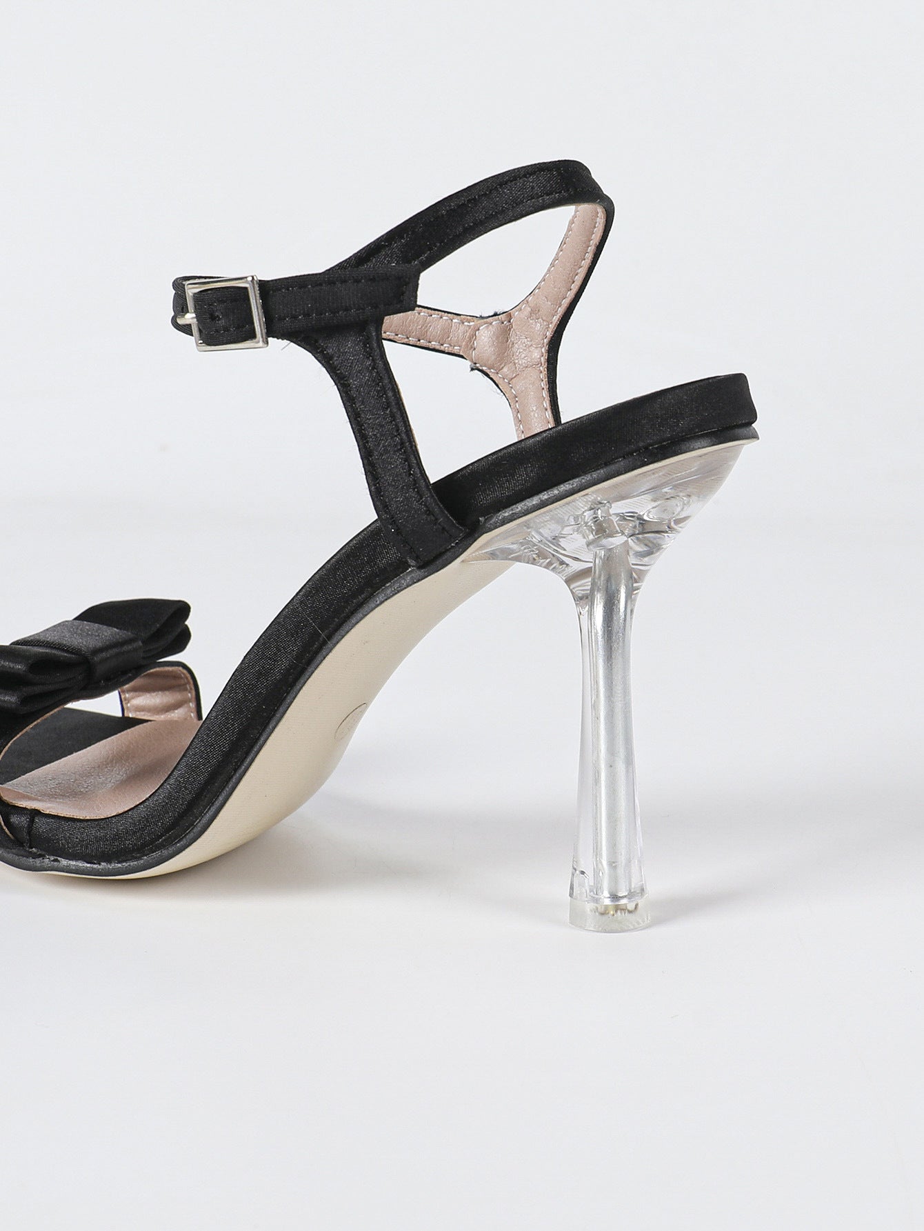 Plus-size European And American-style Open-toe High Heels With A Bow And Side Cutouts For Women