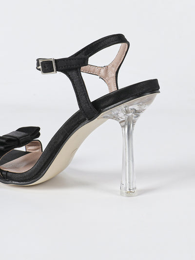 Plus-size European And American-style Open-toe High Heels With A Bow And Side Cutouts For Women
