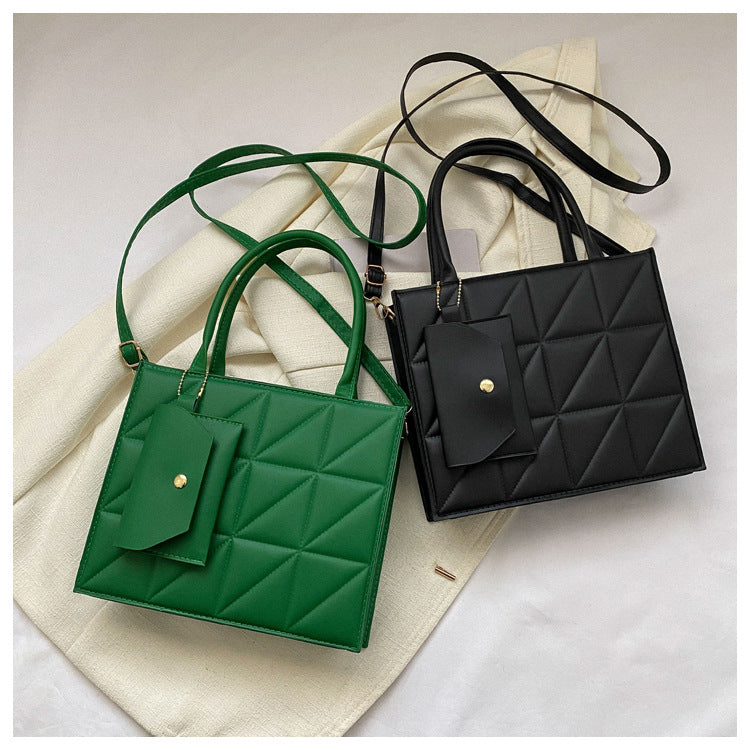 Fashion Plaid Shoulder With Small Wallet Simple Elegant Portable Square Tots Women's Handbag