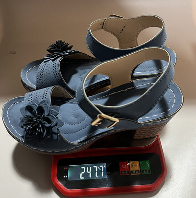 Women's Flowers Chunky Heel Sandals Summer Plus Size Platform Shoes