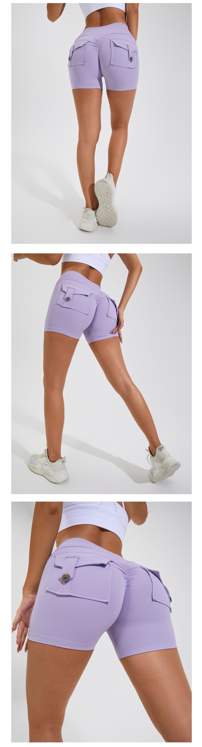 High Waist Hip Lifting Shorts With Pockets Quick Dry Yoga Fitness Sports Pants Summer Women Clothes