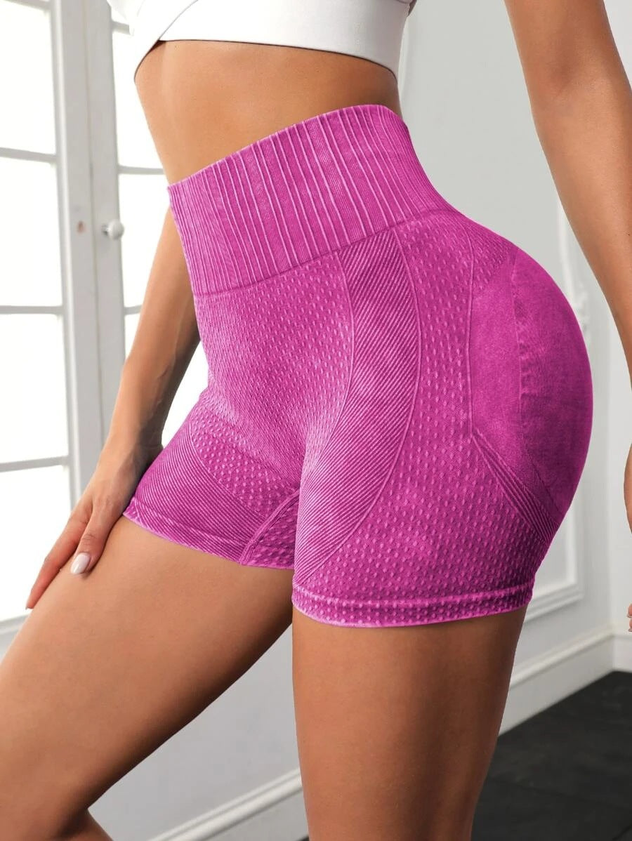 High-waisted Hip-lifting Fitness Pants Solid Color Quick-drying Tight Running Sports Yoga Shorts Women
