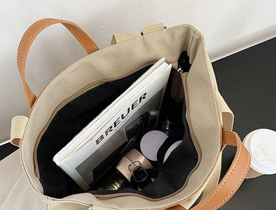Canvas Shoulder Bag Women Ins Fashion Messenger Crossbody Bags Large Capacity Totes Handbag