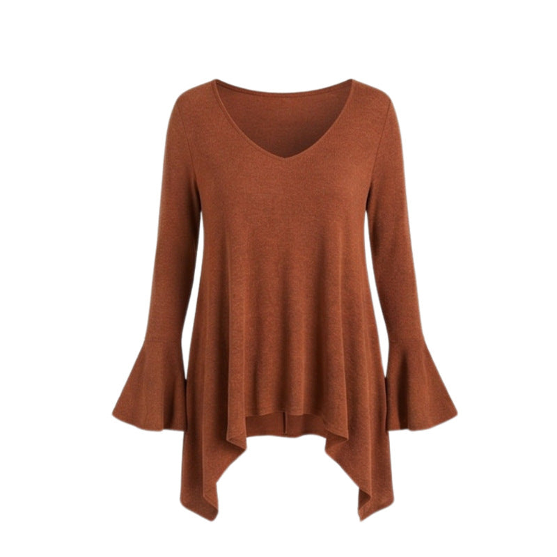 Womens Top With An Irregular Hem And Cuffs