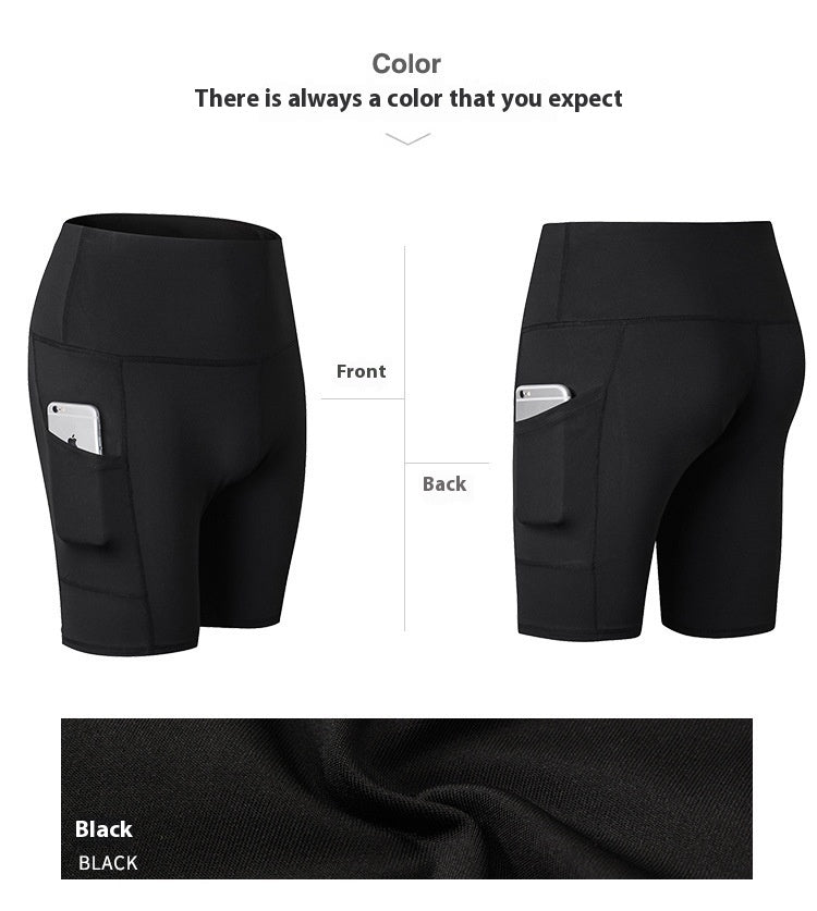 Women's High Waist Yoga Shorts Diagonal Pocket Running Training Quick-drying Tights Stretch Fitness