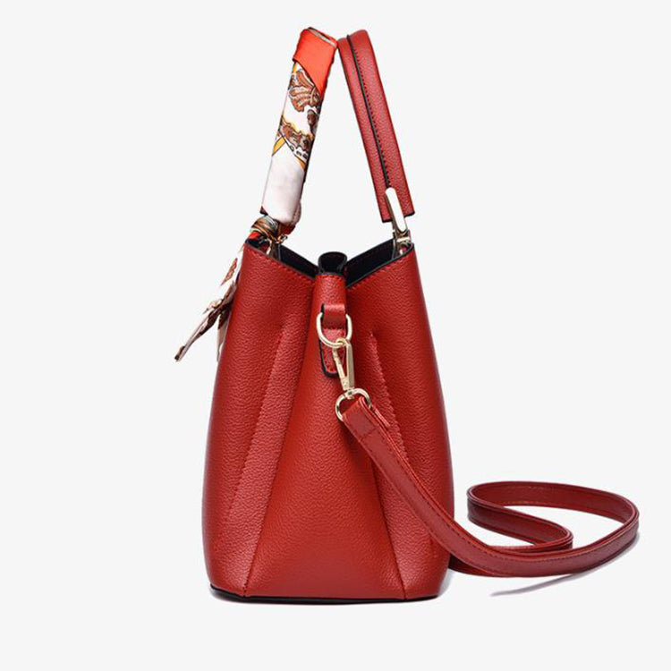 Women's Shoulder Bag With Leaf Pendant Fashion Silk Scarf Handbag