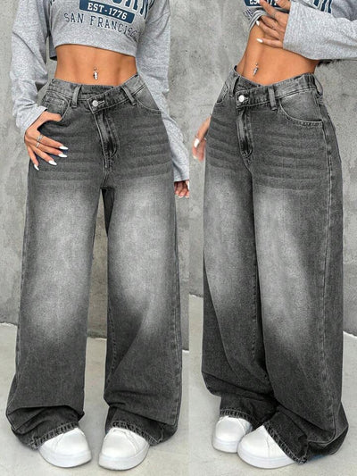 Women's Casual Straight Loose Washed Jeans