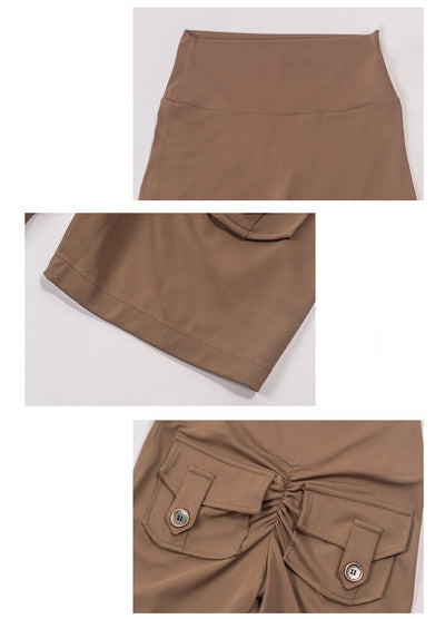 High Waist Hip Lifting Shorts With Pockets Quick Dry Yoga Fitness Sports Pants Summer Women Clothes