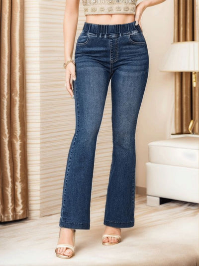 Women's High Stretch Jeans Slim Fit Hip Raise Bootcut Trousers