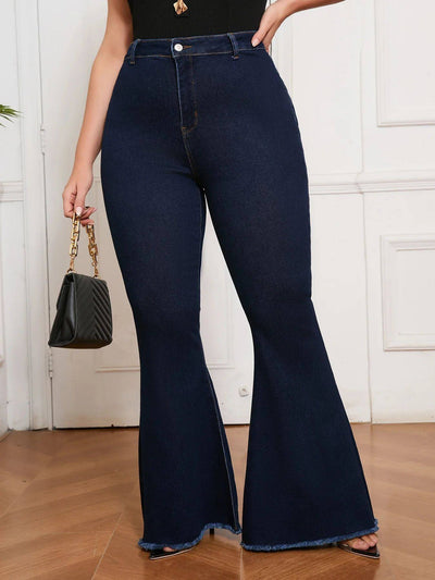 Curvy Fit High Waisted Flared Jeans For Women Plus Size Sret