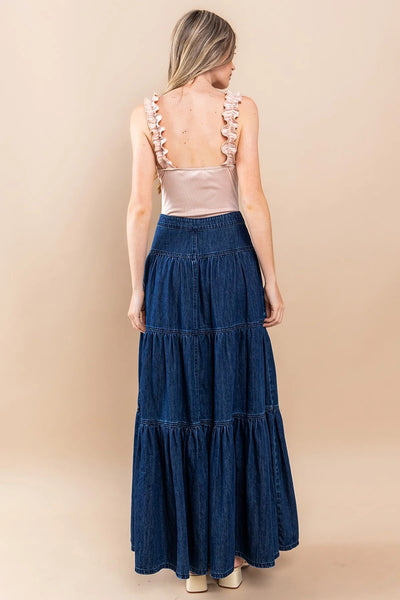 Low Waist Distressed Vacation Style Cake All-matching Jeans Skirt