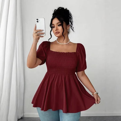 New Stylish Pleated Womens Blouse In Plus Sizes