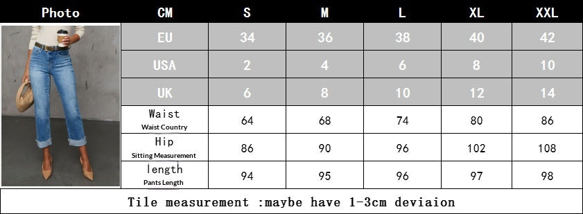 Cuffed Capri Pants, Fashionable Stretchy Whiskered Denim Jeans