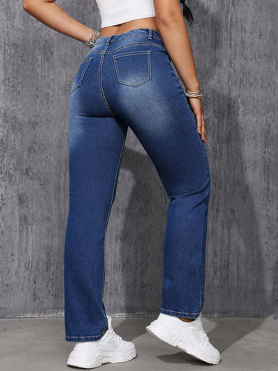 Large Size Deep Blue Hit Straight Leg Jeans