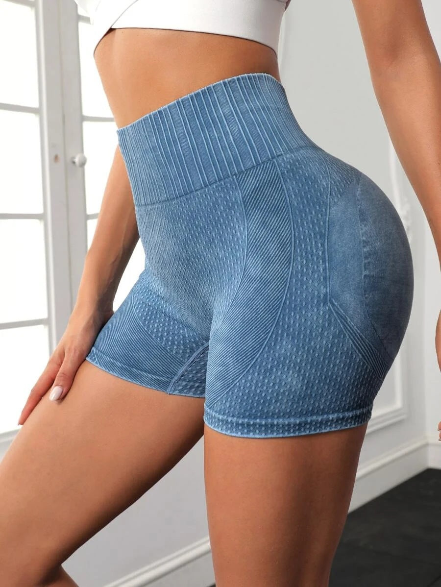 High-waisted Hip-lifting Fitness Pants Solid Color Quick-drying Tight Running Sports Yoga Shorts Women