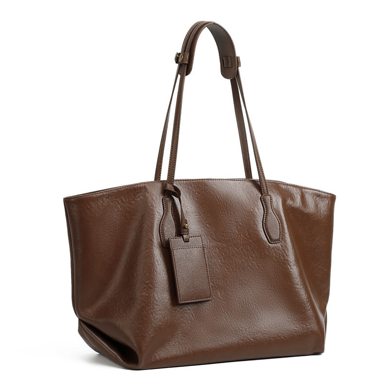 Top-layer Vegetable-tanned Leather Niche Large-capacity Tote Bag