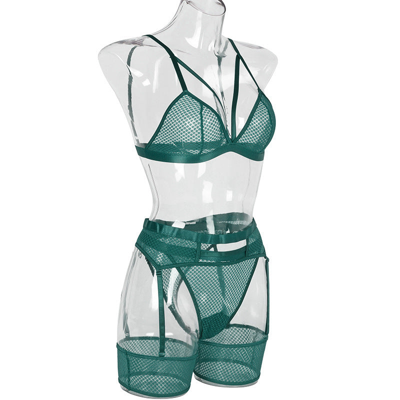 Womens Lace Sheer Lingerie 3-Piece Set