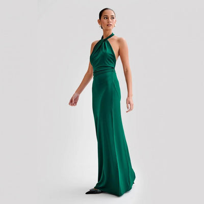 Ins Bodycon Halter Dress Sexy Backless Slim Fit Waist Slimming Maxi Dresses Prom Party Club Clothing For Women