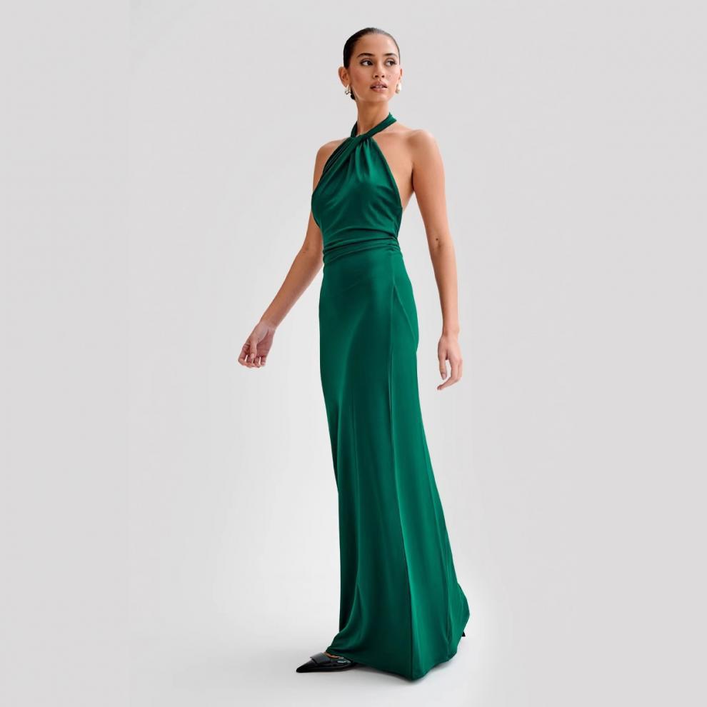 Ins Bodycon Halter Dress Sexy Backless Slim Fit Waist Slimming Maxi Dresses Prom Party Club Clothing For Women