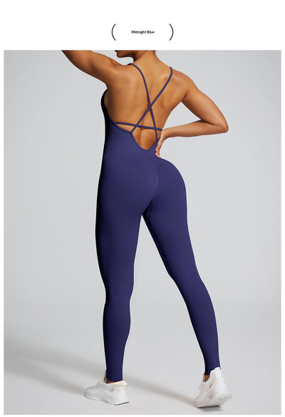 Seamless Back-Supporting Yoga Jumpsuit For Women With Straps