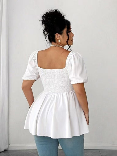 New Stylish Pleated Womens Blouse In Plus Sizes