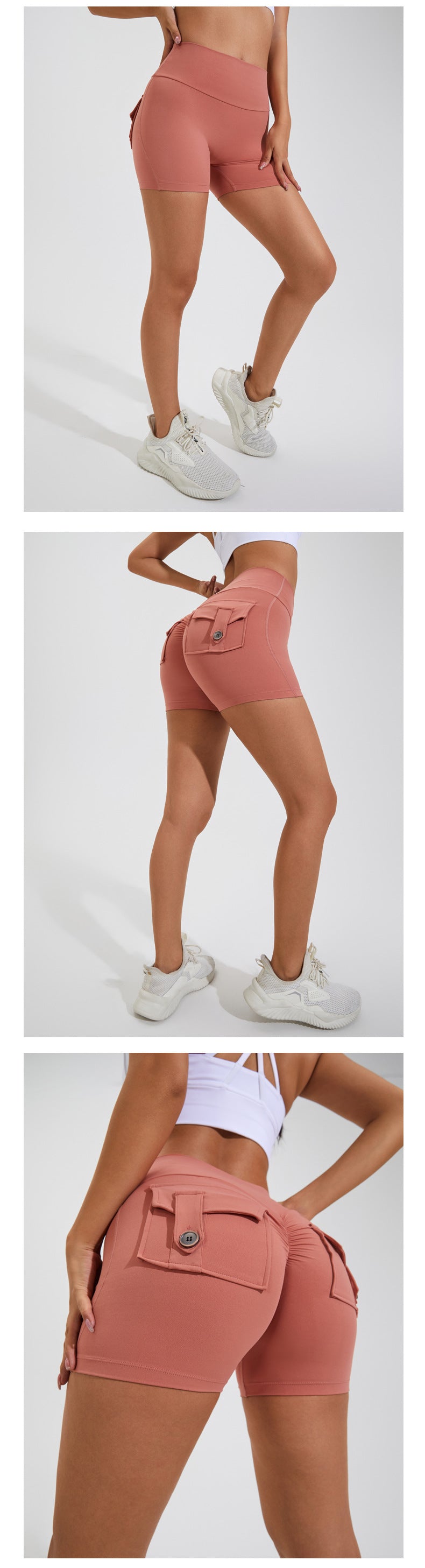 High Waist Hip Lifting Shorts With Pockets Quick Dry Yoga Fitness Sports Pants Summer Women Clothes
