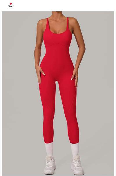 Women's Solid Color Casual Cross Back Summer Jumpsuit