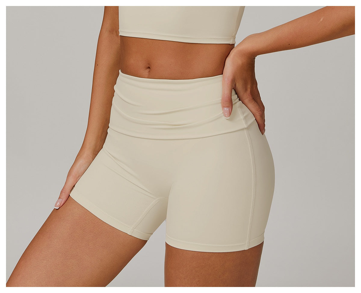 Fold High-waist Quick-drying Yoga Shorts Women's Sports