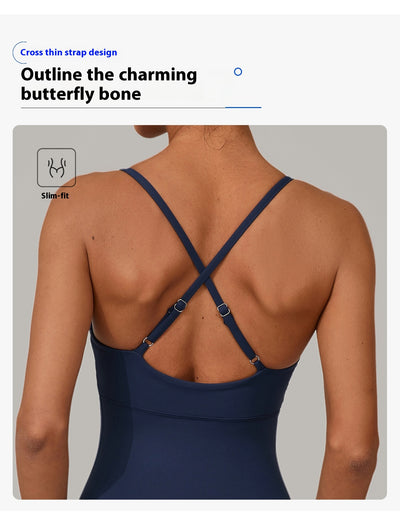 Women's Solid Color Casual Cross Back Summer Jumpsuit