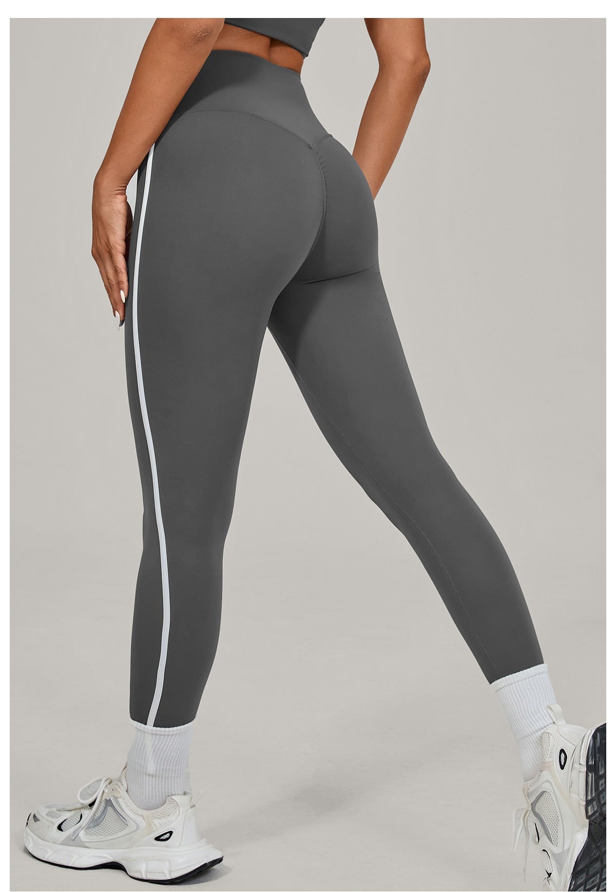 European And American-style High-waisted Yoga Pants With Invisible Pleats