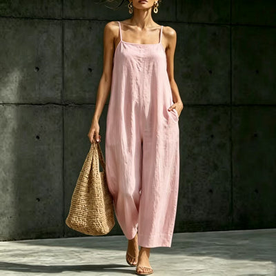 Springsummer Strap Jumpsuit Loose-fit Simple And Elegant Sleeveless