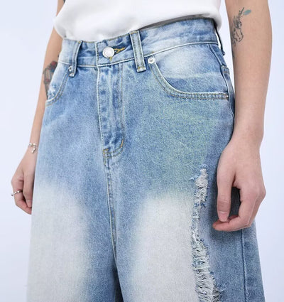 Hong Kong-style Loose-fitting Versatile Cropped Jeans