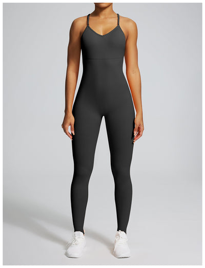 Seamless Back-Supporting Yoga Jumpsuit For Women With Straps