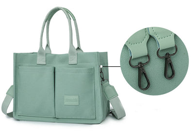New Canvas Shoulder Bag Women Large Capacity Multi-pocket Handbags Casual Crossbody Shopper Bags For Students