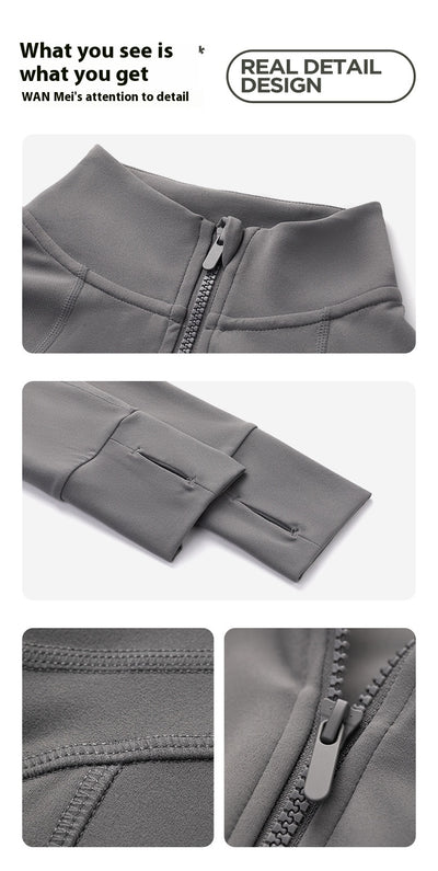 Autumn And Winter Nude Feel Slim Fit Slimming Zipper Yoga Clothes Long Sleeve Outdoor Workout Top
