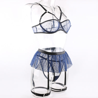 Summer New Arrival Polka-Dot Sheer Bra Sexy Womens Lingerie Set